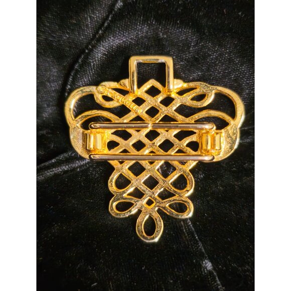 Vintage Paquette Gold Tone Celtic Knot Scarf Clip With Intricate Design - Picture 2 of 6